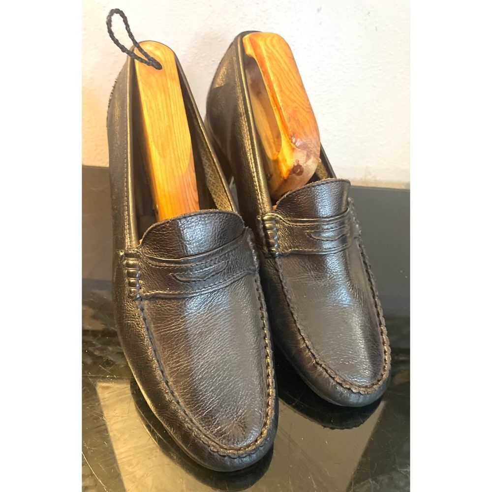 Casuccio & Scalera Italian Penny Loafers Black Leather Eur Sz 41, US Sz 8M